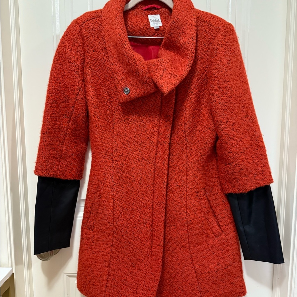 Chic Burnt Orange Wool-Blend Pea Coat by TWIK (Simon’s) Sz XS